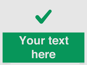 Custom green background, green tick sign